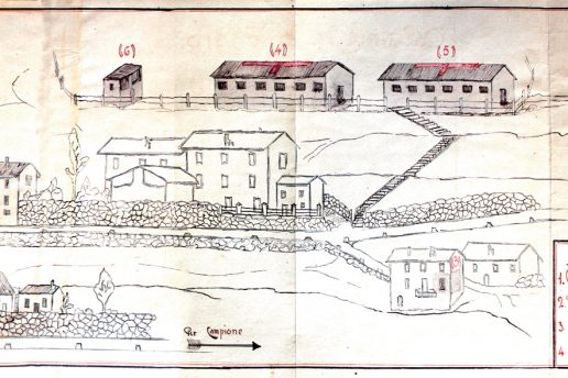 Sketch of the military hospital in Vesio (AUSSME)